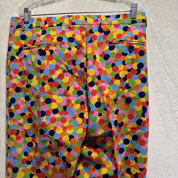 Opposuits Men's Rainbow Confetti Polka Dot Multicolor Flat Front Pants Size 42 - Picture 8 of 13